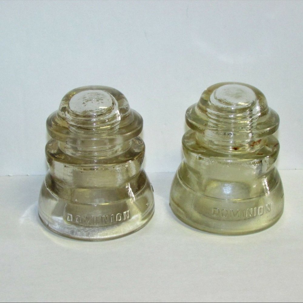 2 Dominion Clear Glass Insulators #42 Vintage Industrial Collectibles Rustic - Picture 5 of 5